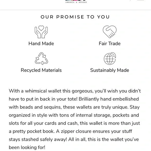 America & Beyond NWT embellished beaded wallet with wristlet - black butterfly - Picture 12 of 12